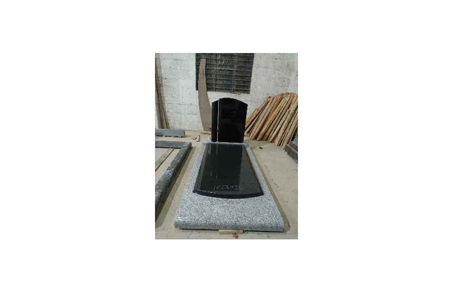 Monument GPG 283 en Granit Jasmine White et Noir Fin